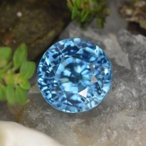 Azul medio Circón Gema - 5ct Faceta Redonda (ID: 459866)