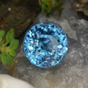 5.01 ct Blue Zircon Stone, Natural Zircon in Round Facet Shape for Sale