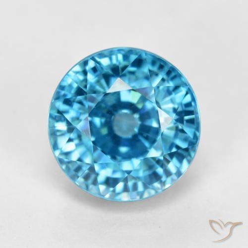 5.62ct Natural Cyan Blue Zircon, Round, VVS