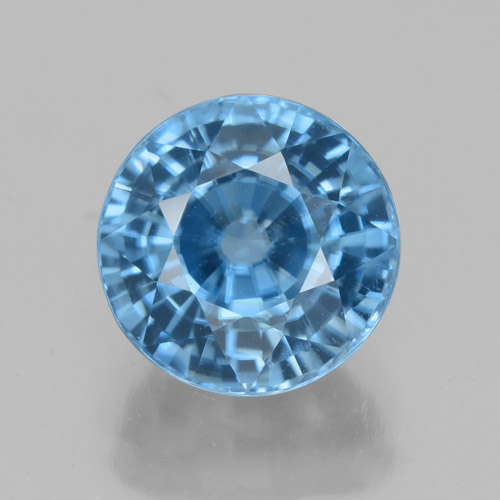 Circón Azul azur Circular de 4.59 ct de Camboya, dimensión 8,9mm, piedra preciosa natural Caliente, claridad vvs, Circón Faceta Redonda de 1 pieza, dureza de Mohs de 6.5 - 7.5 Adecuado para joyas de uso diario , Piedra natal de diciembre, Photo A