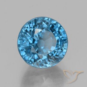 4.68 ct Blue Zircon Stone, Natural Zircon in Round Facet Shape for Sale