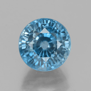 4.43 ct Blue Zircon Gemstone, Zircon Gem in Round Facet Shape for Sale.