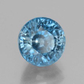4.43 ct Blue Zircon Stone, Natural Zircon in Round Facet Shape for Sale