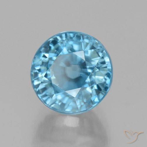 4.84 ct Blue Zircon Stone, Natural Zircon in Round Facet Shape for Sale