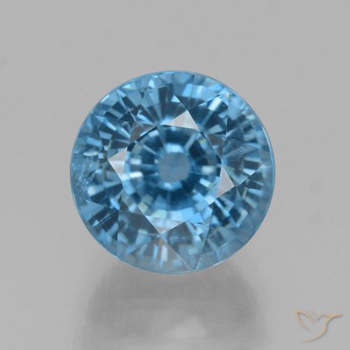4.6 ct Blue Zircon, 8.4 mm Round Cut From Cambodia, Photo A