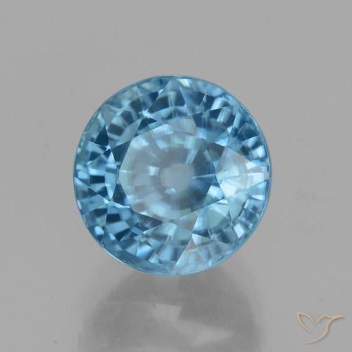 4.52 ct Blue Zircon Stone, Natural Zircon in Round Facet Shape for Sale