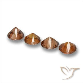 Zircon Gemstones in 4.5 mm (calibrated) Size for Sale, Zircon Stones in Deep Orange Color