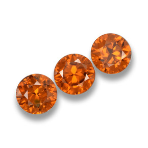 1.73 ctw Orange Zircon Stones, Natural Zircon in Diamond-Cut Shape for Sale