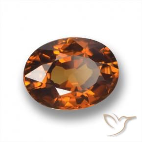 2.10 ct Orange Zircon Stone, Natural Zircon in Oval Facet Shape for Sale