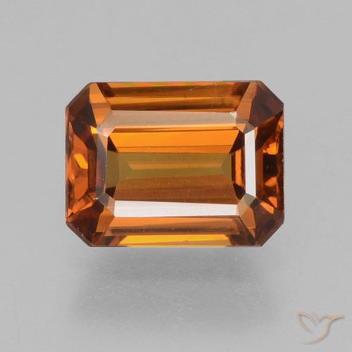 1.61ct Natural Medium Orange Zircon, Emerald Cut, VVS