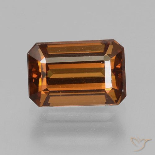 1.56ct Natural Medium-Dark Orange Zircon, Emerald Cut, VVS