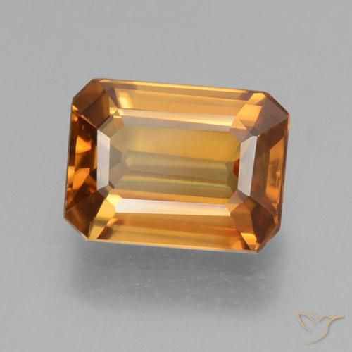 1.45 ct Orange Zircon Stone, Natural Zircon in Octagon Step Cut Shape for Sale