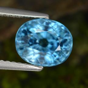 Bleu Zircon gemme - 3.3ct Ovale facette (ID: 466818)