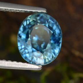 3.43 ct Blue Zircon Stone, Natural Zircon in Oval Facet Shape for Sale