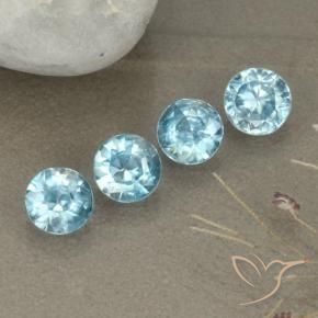 1.94 ctw Blue Zircon Stones, Natural Zircon in Diamond-Cut Shape for Sale