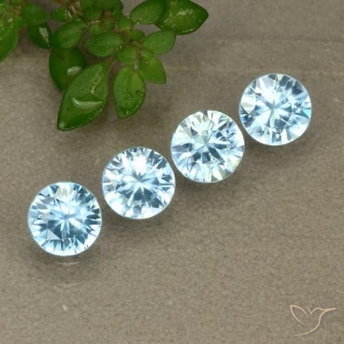 2.05 ctw Blue Zircon Stones, Natural Zircon in Diamond-Cut Shape for Sale