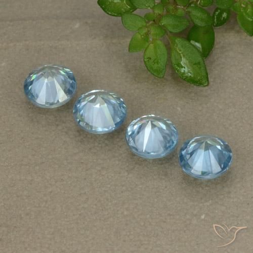 Zircon Gemstones in 4.5 mm (calibrated) Size for Sale, Zircon Stones in Baby Blue Color