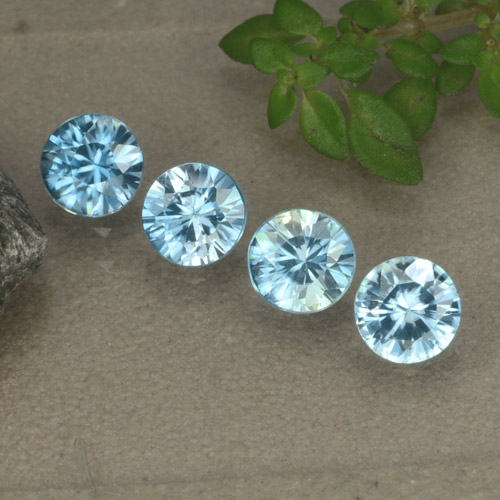 Синий / Голубой Циркон Камень - 0.5ct Бриллиантовая Огранка (ID: 480155)