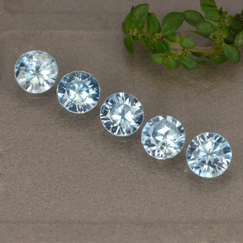 Azurblau Zirkon Edelstein - 0.5ct Diamanten-Schliff (ID: 480262)