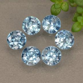 1.90 ctw Blue Zircon Gemstones, Zircon Gems in Diamond-Cut Shape for Sale.