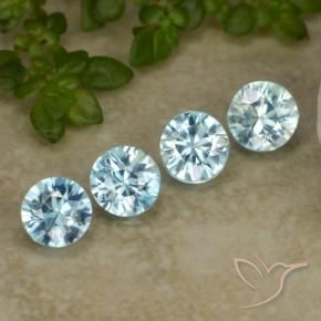 1.96 ctw Blue Zircon Stones, Natural Zircon in Diamond-Cut Shape for Sale