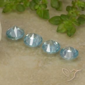 Zircon Gemstones in 4.5 mm (calibrated) Size for Sale, Zircon Stones in Baby Blue Color