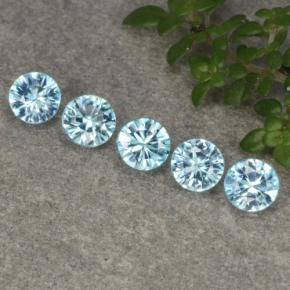 2.47 ctw Blue Zircon Stones, Natural Zircon in Diamond-Cut Shape for Sale
