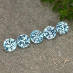 2.41 ctw Blue Zircon Stones, Natural Zircon in Diamond-Cut Shape for Sale