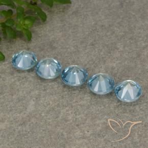 Zircon Gemstones in 4.5 mm (calibrated) Size for Sale, Zircon Stones in Light Blue Color