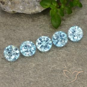 2.51 ctw Blue Zircon Stones, Natural Zircon in Diamond-Cut Shape for Sale