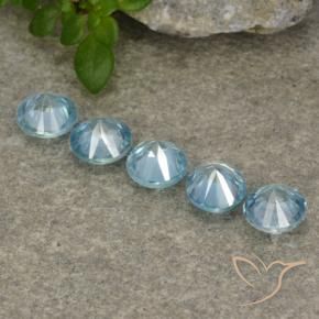 Zircon Gemstones in 4.5 mm (calibrated) Size for Sale, Zircon Stones in Baby Blue Color