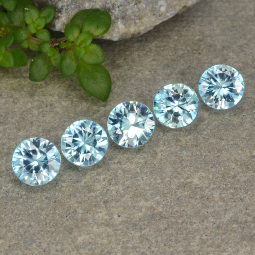 Celeste Circón Gema - 0.5ct Corte Diamante (ID: 480992)