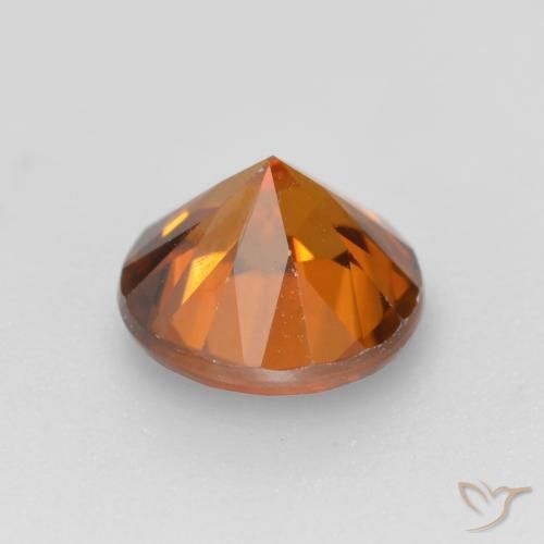 Zircon Gemstone in 6.5 mm (calibrated) Size for Sale, Zircon Stone in Medium-Dark Orange Color
