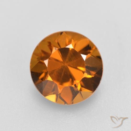 1.56ct Natural Medium-Dark Orange Zircon, Round, VVS-VS