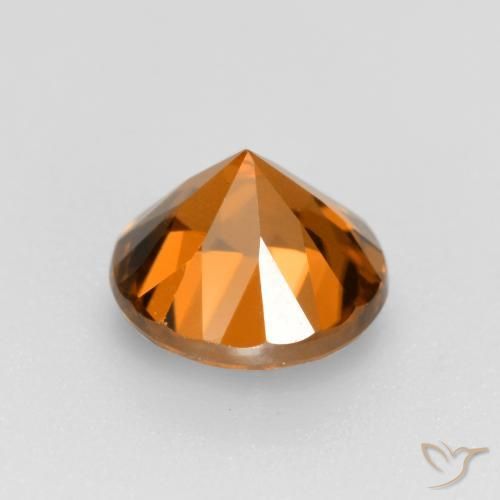 Zircon Gemstone in 6.5 mm (calibrated) Size for Sale, Zircon Stone in Medium-Dark Orange Color