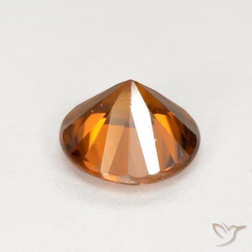 Zircon Gemstone in 6.5 mm (calibrated) Size for Sale, Zircon Stone in Medium-Dark Orange Color