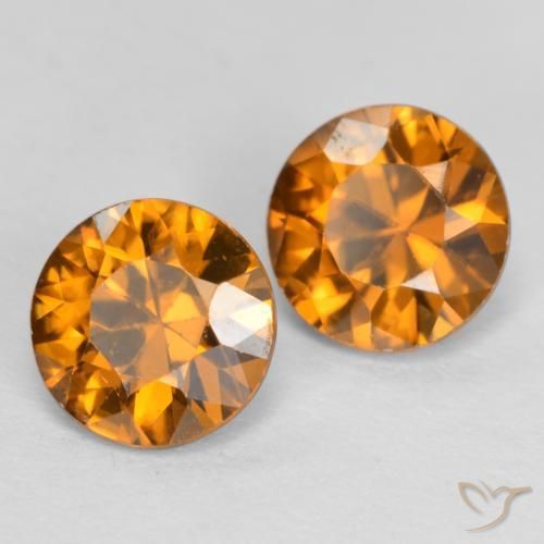 2.32 ctw Orange Zircon Stones, Natural Zircon in Diamond-Cut Shape for Sale