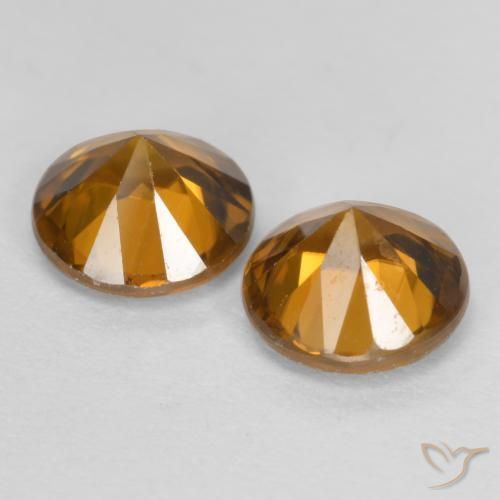 Zircon Gemstones in 6 mm (calibrated) Size for Sale, Zircon Stones in Medium-Dark Orange Color