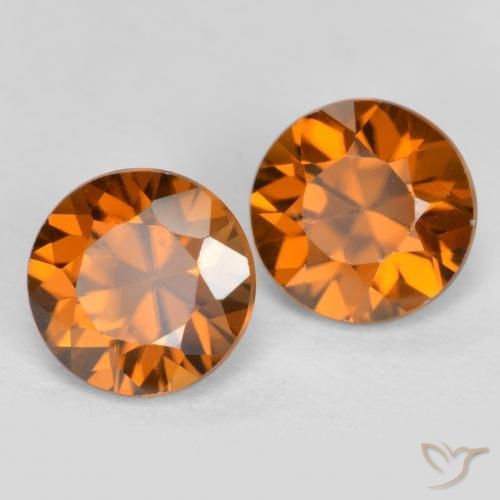 2.55 ctw Orange Zircon Stones, Natural Zircon in Diamond-Cut Shape for Sale