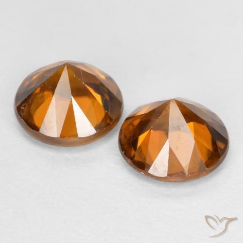 Zircon Gemstones in 6 mm (calibrated) Size for Sale, Zircon Stones in Medium-Dark Orange Color