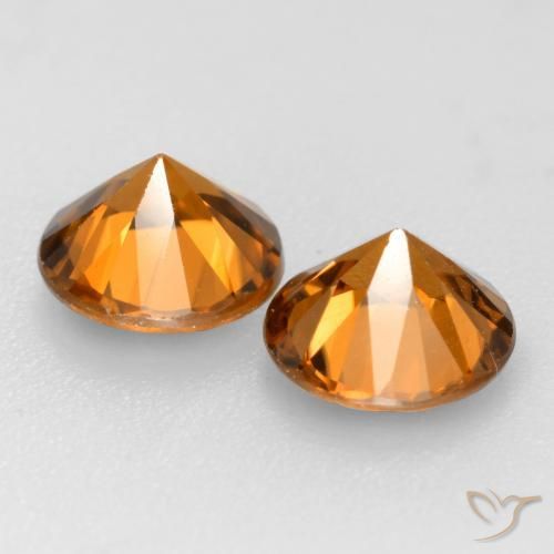 Zircon Gemstones in 6 mm (calibrated) Size for Sale, Zircon Stones in Deep Orange Color