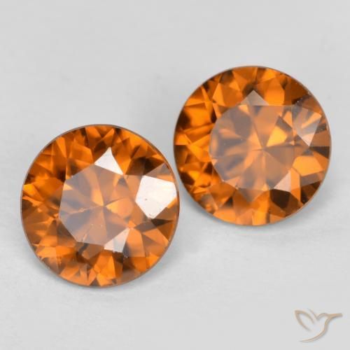 2.28 ctw Orange Zircon Stones, Natural Zircon in Diamond-Cut Shape for Sale