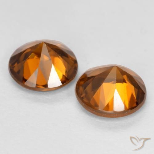 Zircon Gemstones in 6 mm (calibrated) Size for Sale, Zircon Stones in Deep Orange Color