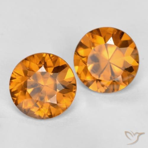 2.14 ctw Orange Zircon Stones, Natural Zircon in Diamond-Cut Shape for Sale