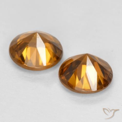 Zircon Gemstones in 6 mm (calibrated) Size for Sale, Zircon Stones in Deep Orange Color