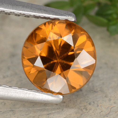 1.54ct Natural Orange Brown Zircon, Round, VVS-VS