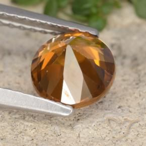 Zircon Gemstone in 6.5 mm (calibrated) Size for Sale, Zircon Stone in Earthy Orange Color