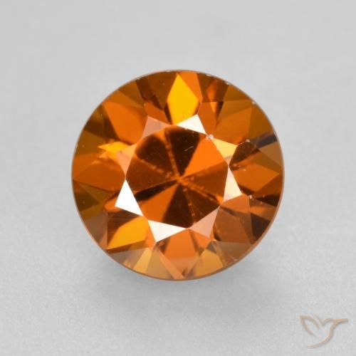 1.64ct Natural Medium Orange Zircon, Round, VVS-VS