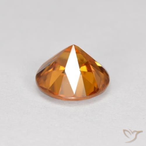 Zircon Gemstone in 6.5 mm (calibrated) Size for Sale, Zircon Stone in Medium Orange Color