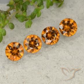 4.38 ctw Orange Zircon Stones, Natural Zircon in Diamond-Cut Shape for Sale